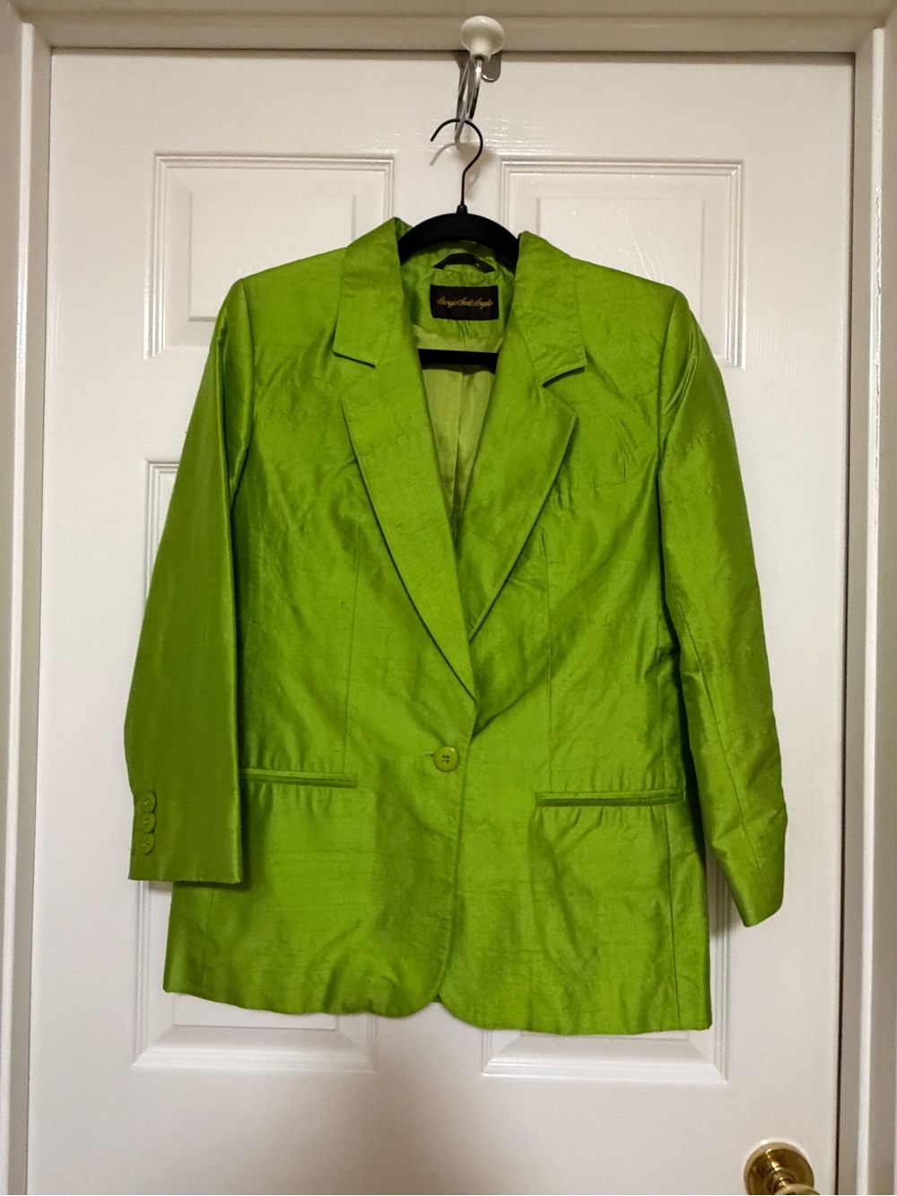 Giorgio Sant’Angelo Lime Green 100% Silk Blazer Jacket Size 6